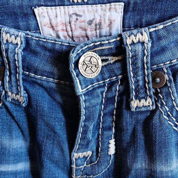 Womens Jeans Big Star 26R Jenae Blue Denim Jeans Distress Embroidered Skinny - Picture 4 of 7